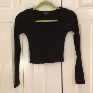 Topshop Long-sleeve Crop Top